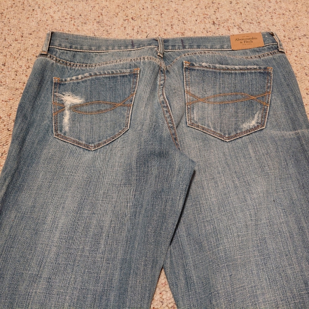 Women's Distressed Blue Jeans Straigth Leg Abercrombie Y2k Vintage Model ERIN - Picture 6 of 13